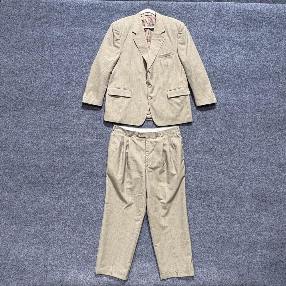 Palo Savino Suit Mens 48R 42W 30L Green Check 2 Piece Jacket Pants Classic